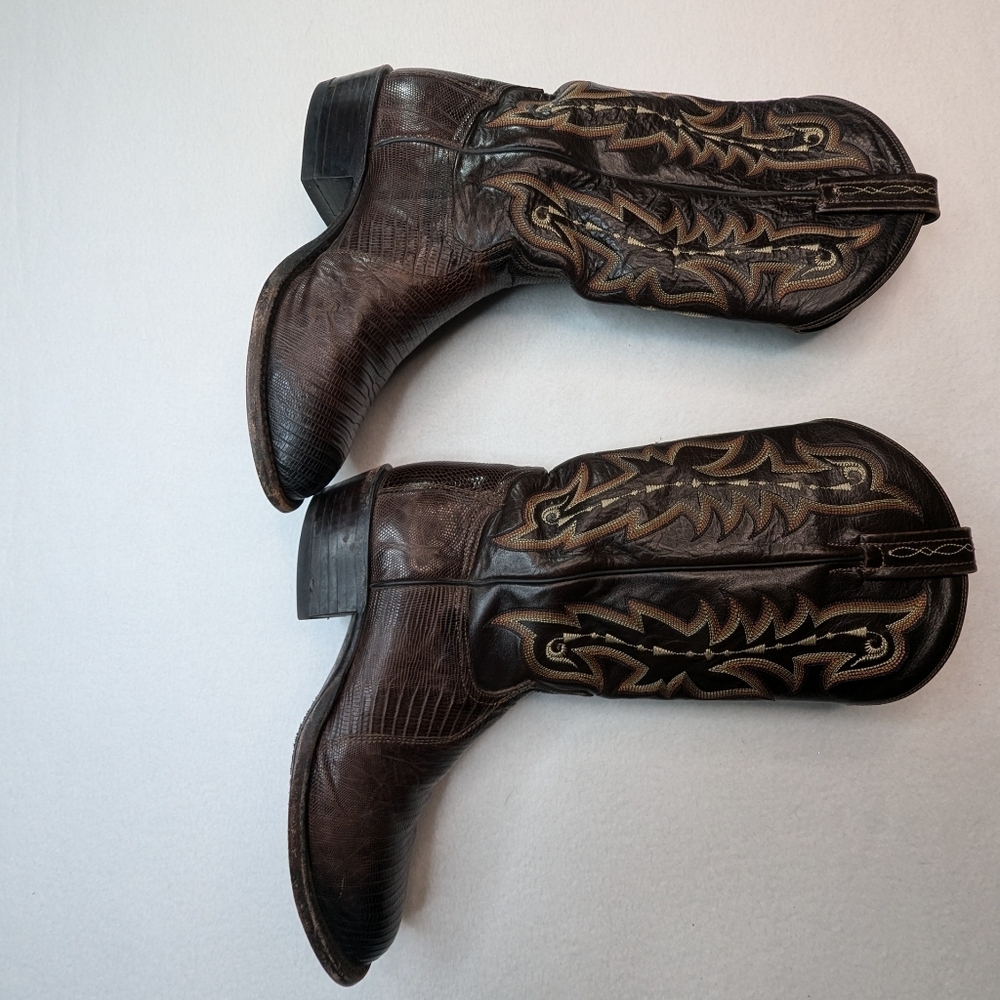 Tony Lama CZ813 Men's Exotic Collection Western Boot with Chocolate Teju Lizard - Picture 13 of 16